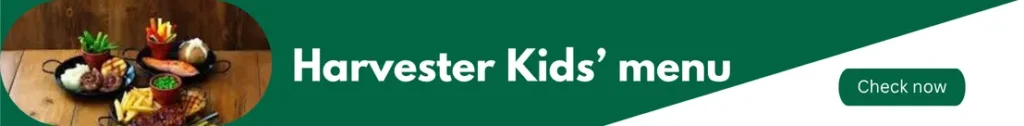 Banner Image of harvester menu UK represent Harvester Kid's Menu