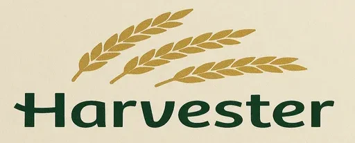 A Harvester restaurant logo symbolized with golden wheat Corp