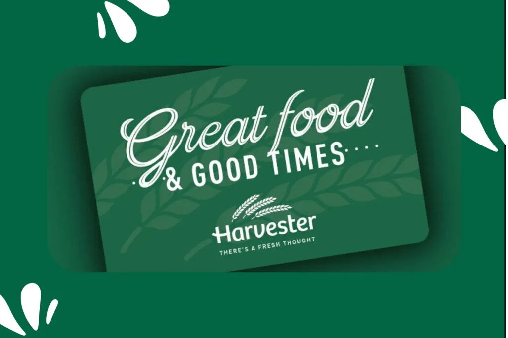 Harvester Menu UK Discounts Gift Cards & Vouchers image Shows Great Food & Good Times Symbol