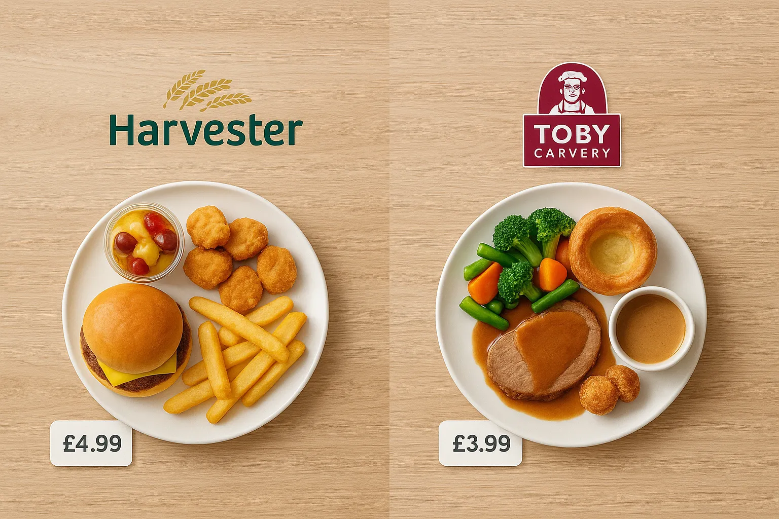 Harvester vs Toby Carvery for kids menus